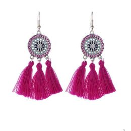 Dangle Chandelier Boho Fashion Tassel Enamel Flower Earrings Luxury Design Earring Women Wedding Bridal Jewellery 5 Colours For Cho Dh018