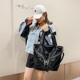 Evening Bags Women Novelty Large Black Soft Pu Leather Shoulder Sling Bag With Zipper For Female Causal Big Crossbody