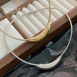 Pendant Necklaces French Retro Design Metal Tube Snake Bone Chain Collar For Womens Exaggerated Stainless steel Necklace Girls Colourless Jewellery 231027