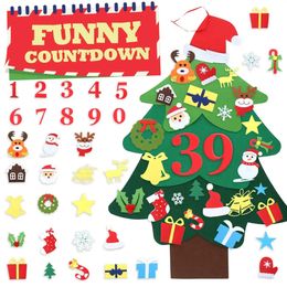 Christmas Decorations DIY Felt Christmas Tree Home Decoration Wall Hanging Artificial Xmas Tree with Santa Claus Snowflakes Ornament Year Kid Gift 231027