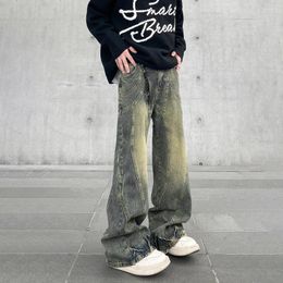 Men's Jeans Vintage Flared Men Wide Leg Baggy Trousers Autumn Streetwear Fashion Distressed Original Street Y2k Denim Pants Winter