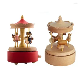 Decorative Figurines Wooden Lifting Rotating Music Box Musical Movement Desktop Ornaments Home Decorations Gifts