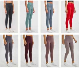 L 32 Yoga Outfits Leggings Gym Clothes Women Legging High Waist Running Fitness Sports Exercise Full Length Pants Trouses Workout 9149718