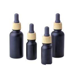 Packing Bottles Wholesale Matte Black Smoke Oil E Liquid Glass Essential Per Bottle Reagent Pipette Dropper With Wood Grain Drop Deliv Dhxpv