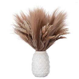 Decorative Flowers Artificial Reed Flower Fluffy Faux Pampas Grass Bouquet Boho Dried Floral Arrangement For Wedding Rustic