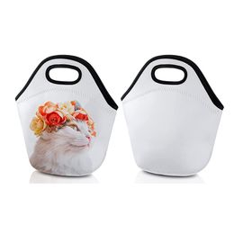 Saco de almoço de sublimação neoprene diy em branco bolsa de transferência de calor portátil saco de armazenamento ao ar livre piquenique sacola