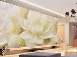 Wallpapers 3d Mural Designs Chinese Murals Wallpaper Jade Lotus Relief TV Backdrop Home Decoration