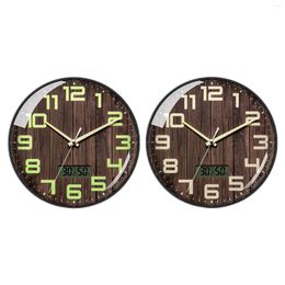 Wall Clocks Classic Silent 12 Inch Fence Temperature And Humidity Clock