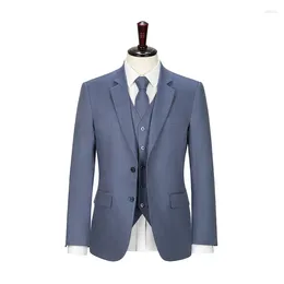 Men's Suits Men Denim Blue Linen Suit Custom Made Slim Fit Wedding