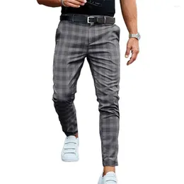 Men's Pants Pencil Casual Autumn Winter Trousers Loose-fitting Chequered Pattern For Daily Wear