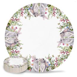 Table Mats Easter Watercolour Plants Ceramic Set Coffee Tea Cup Coasters Kitchen Accessories Round Placemat