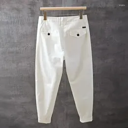 Men's Pants Men Clothing 2023 Autumn Summer White Baggy Casual Homme Senior Sense Fresh Straight Nine Points Korean