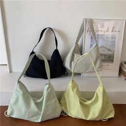Shopping Bags Women Nylon Tote Bag Solid Colour Designer Ladies Casual Handbag Shoulder Bag Large Capacity Cotton Reusable Shopping Beach Bag 231030