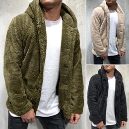 Mens Hoodies Men's Wool Hoodie Autumn Winter Hooded Button Long Sleeve Loose Solid Warm Sweatshirt FYY-1028 231030