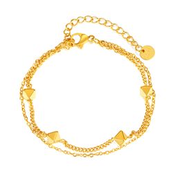 Fine Jewelry Stainless Steel Gold Multilayer Chain Bracelet For Women Girls XMAS Gifts Extension Chain 6.5inch +5cm