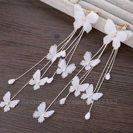 Dangle Earrings 100pairs/lot Long Tassel Butterfly For Women Bridal Wedding Fashion Jewellery Rhinestone Crystal Brincos