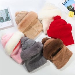 Beanie/Skull Caps Winter New Plush Hat Riding Thickened Warm and Windproof Neck Integrated Ear Protection Mask Show Face Small Baotou Hat DF309