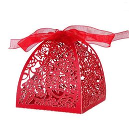 Gift Wrap Laser Cut Hollow Boxes Packaging Wedding Candy Box Red Gold Pink Rose Valentine's Day Wholesale Baby Party 50Pcs Lot