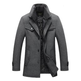 Men's Wool Blends High Quality Winter Coats Male Business Casual Trench Men Cashmere Jackets Overcoats 5 y231027