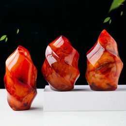 Decorative Figurines 1 Pcs Natural Red Agate Torch Healing Crystal Stone Flame Home Decoration Ornament Reiki Divination