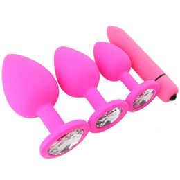 Anal Toys Jewellery Design Bullet Vibrator Unisex Anal Butt Plug Ass Massage Vaginal Masturbation Sex Toy Sets for Women Gay Couple Pink 231030