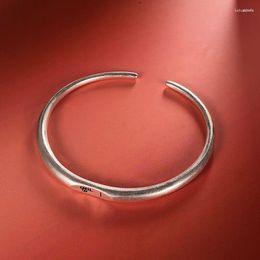 Bangle Vintage Silver Color Open Bracelet Unisex Solid Matte Banquet Jewelry Accessories Gift