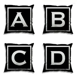Pillow Latters Cover Square Black-White Europe Style Sofa Home Living Decorative Covers Office Car Pillowcase
