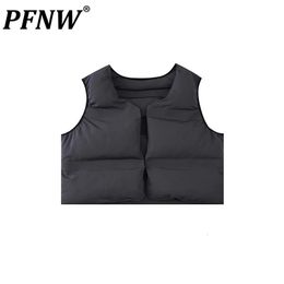 Men s Jackets PFNW Spring Autumn Solid Colour Thickened Sleeveless Vest Casual Trendy Leisure Vintage Style Loose Coats 28A0649 231027