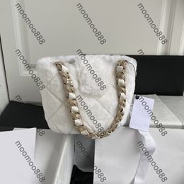 12A All-New Mirror Quality Designers Mini Bucket Bags 18cm Womens Fur Flap Bag Rhinestone Chain Purse Luxurys Wool Handbags Fashion Clutch Hobo With Box