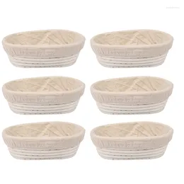 Plates 6Pcs 25Cm Oval Rattan Cane Bread Proofing Liner Basket Durable For DIY Handmade