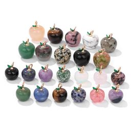 Charms Wholesale Apple Shape Natural Stone Pendants Crystal Opal Amethyst Charm Pendant For Diy Necklace Earrings Craft Drop Dhgarden Dhlvq