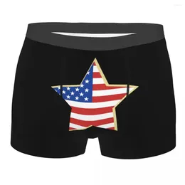 Underpants Men's Star Flag Underwear Funny Boxer Shorts Panties Male Mid Waist S-XXL