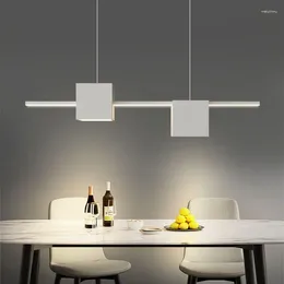 Chandeliers Nordic Long Led Chandelier White For Over The Table Kitchen Dining Room Office Pendant Lamp Lighting Suspension Design Fixture
