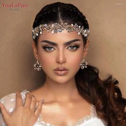 Headpieces YouLaPan Wedding Headband Bridal Alloy Leaf Hair Ornament Rhinestone Headwear Women Handmade Headpiece Banquet Jewellery HP355