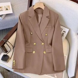 Women's Suits Lady Suit Coat Women Chic Double Breasted Elegant Ol Style Loose Fit Lapel Collar Pockets For Formal Business