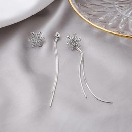 Dangle Earrings VSnow Temperament Rhinestones Snowflake Long Tassel For Women Creative Sliver Color Metal Party Jewelry