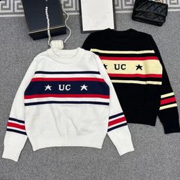 Italy Fashion brand Stripes Sweaters Womens Top Vintage Long Casual G+G letter 1:1 Women Round neck Knit ucci Five-pointed star Graphic Pullover Sweaters tops t166