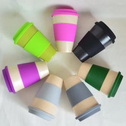 Mugs 450ML Eco Friendly Bamboo Fiber Coffee Mug Powder Healthy Life Biodegradable Drinking With Lids And Wraps