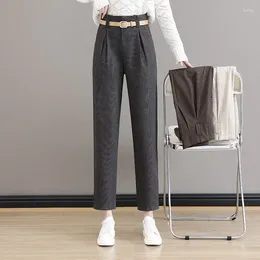 Women's Pants Autumn And Winter Fashion 2023 Long Pocket Elastic High Waist Button Thick Casual Harlan X504