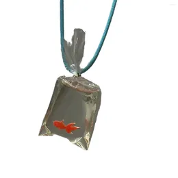 Chains Goldfish Fish Necklace Creative Transparent Water Bag Pendant Japanese For Women Kids Men