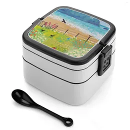 Dinnerware Garden Beside The Sea Bento Boxes Wheat Fibre Pp Material Leak Proof With Tableware Landscapes Seascapes Seaside Gardens