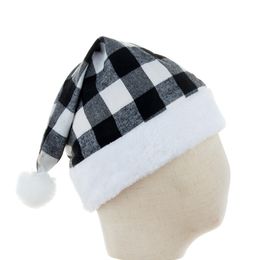 Classic Christmas decoration party festive hat red black white plush grid Christmas hat mushroom