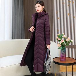 Women's Trench Coats Down Parka Women Coat Long Knee Over Autumn Winter Fashion Short Warm Thickened Hooded 7102D