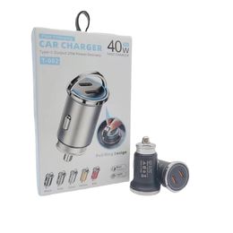 Aluminum alloy Pull Ring Designed Dual Port USB C Type C Fast Car Charger PD 15W USB Quick Car Charging Cigarette Lighter Adapter For iPhone 14 15 Pro Max Samsung Huawei