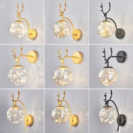 Wall Lamp Modern Glass Ball Sconce Light Fixture Luminaire Bedroom Living Hallway Lamps Bedside Nordic Gold Home Decoration Lighting