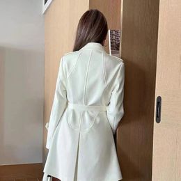 Women's Trench Coats 2023 Autumn Long-Sleeved Lapel Mid-Long Coat Zipper Fashion Women With Belt Slim Fit