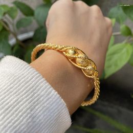 Bangle 1pcs Ethnic Bead Gold Colour Dubai Bangles For Women 24k Ball Copper Saudi Arabic Bracelet Girls Africa Wedding Jewellery