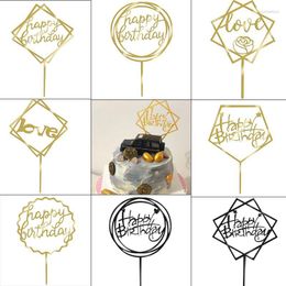 Festive Supplies Glitter Happy Birthday Cake Topper Cupcake Top Flags Love Family Party Baking Decoration