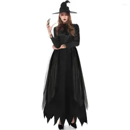 Ethnic Clothing Halloween Witch Vampire Dress With Pointed Hat For Women's Carnival Party Up Performance Drama Masquerade