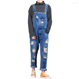 Men's Jeans For Men Retro Ripped Korean Slim Suspenders Overalls Denim Jumpsuit Size S-6XL